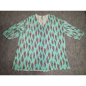 Honeyme Curvy‎ Women's V-Neck Western Cactus Blouse Size XXL